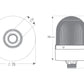 Knipperende ø70 NUT.CONN.SIGNAL BEACON MET BUZZ., 40-250V AC/DC., BLAUW MET 10CM EXT.TUBE
