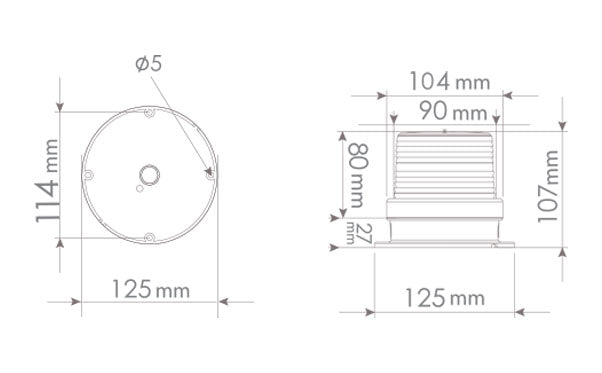 MUCCO SNT-915-B-4 90 diameter 5 lichtstanden 10 melodische SMD LED's met zoemer 12-24V AC/DC blauwe daklamp