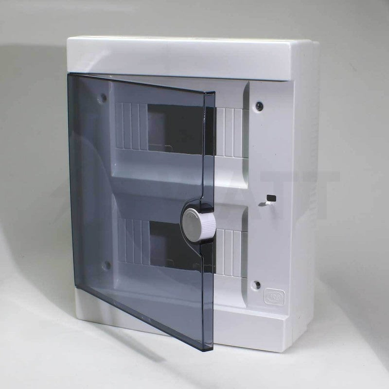 ARS Modular switchboard 16 MOD (16 fuses), surface-mounted switchboard, plastic, transparent door IP40, 341205