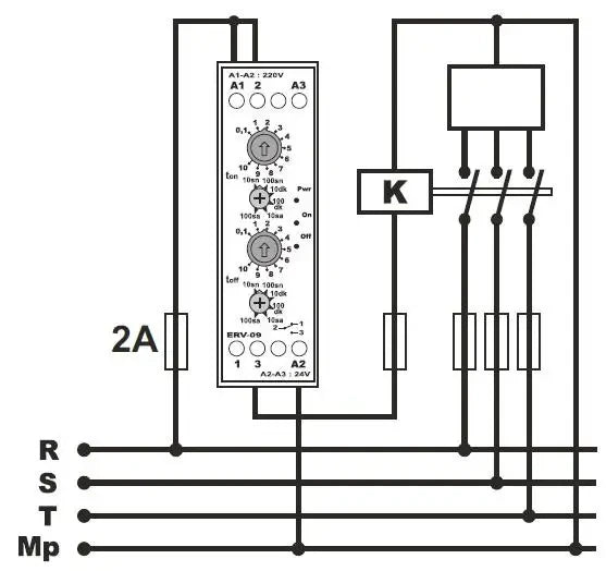 Asymmetric cycle timer relay with two displays -12VDC, 230VAC