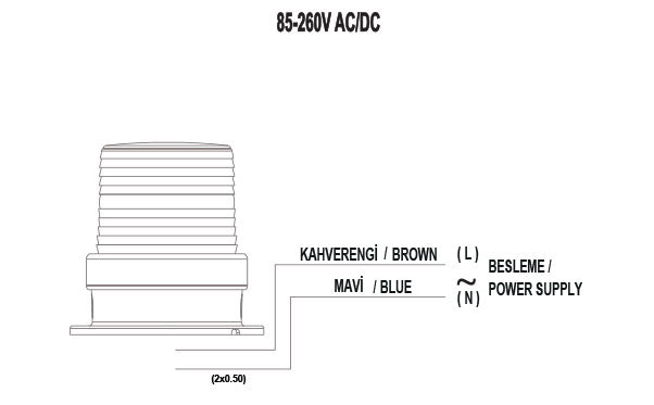MUCCO SNT-915-B-4 90 diameter 5 lichtstanden 10 melodische SMD LED's met zoemer 12-24V AC/DC blauwe daklamp